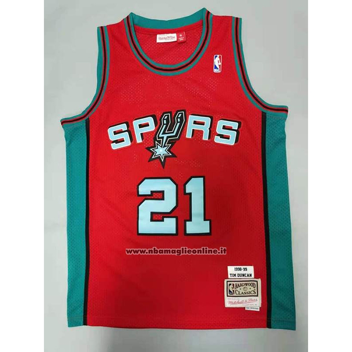 Maglia San Antonio Spurs Tim Duncan #21 Mitchell & Ness 1998-99 Rosa